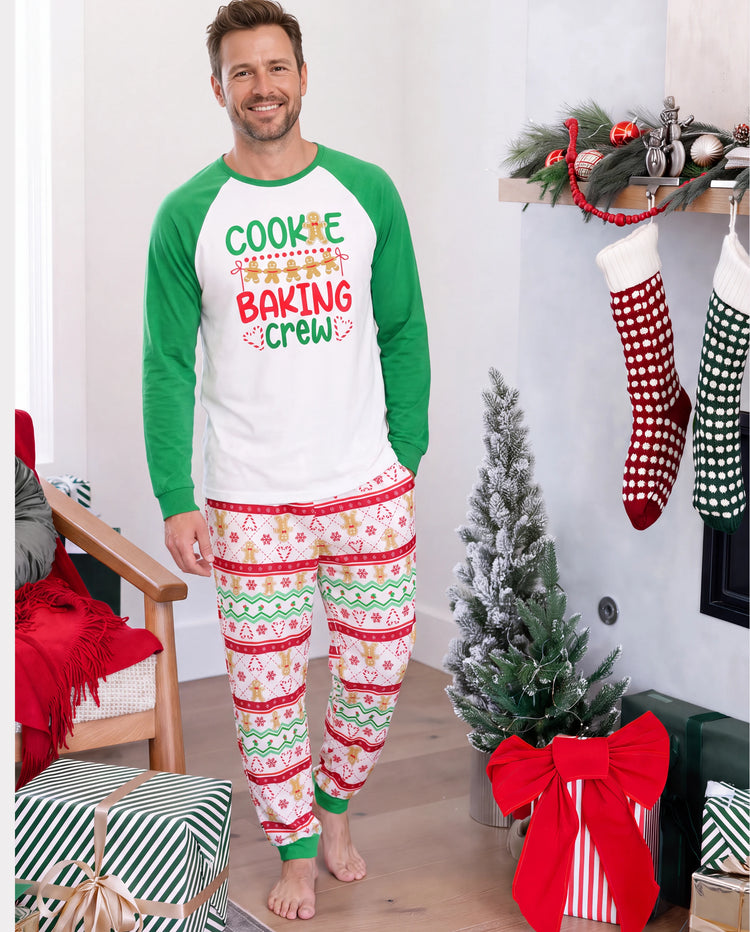 Christmas Matching Family Pajamas Gingerbread Print Green