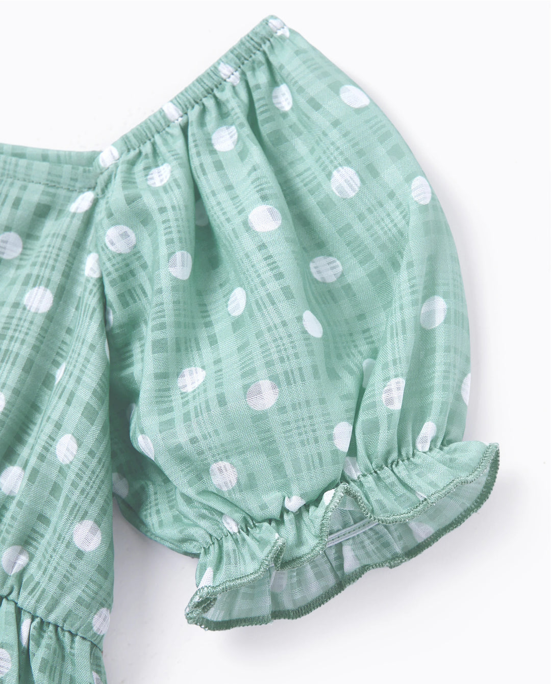 Daddy & Daughter T-Shirt & Dress Set Polka Dot Puff-sleeve Dress for Daughter & Baby, Color Block Cotton Tee for Dad , Perfect for Family Outings & Photos Light Green