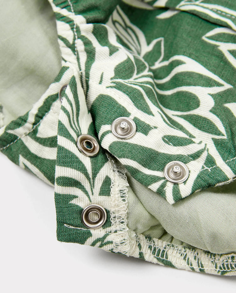 Daddy & Daughter Leaf Print Short-sleeve Shirt or Halter Dress Green Set Green