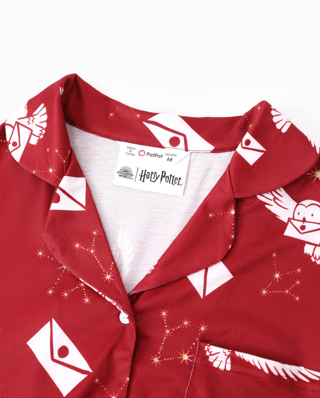 Harry Potter Family Matching 2pcs Christmas Owl Pattern Lapel Long-sleeve Pajamas Set (Flame Resistant) MultiColour