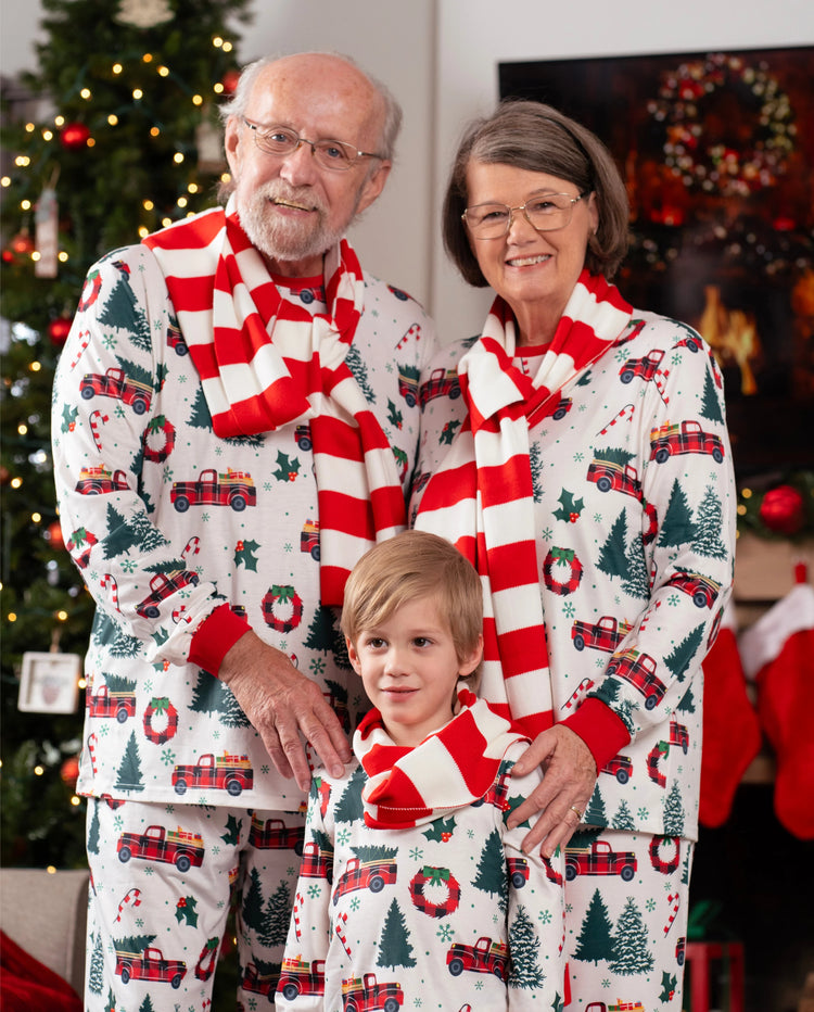 Christmas Family Matching Allover Xmas Tree & Car Print Long-sleeve Pajamas Sets with Christmas Socks Multi-color