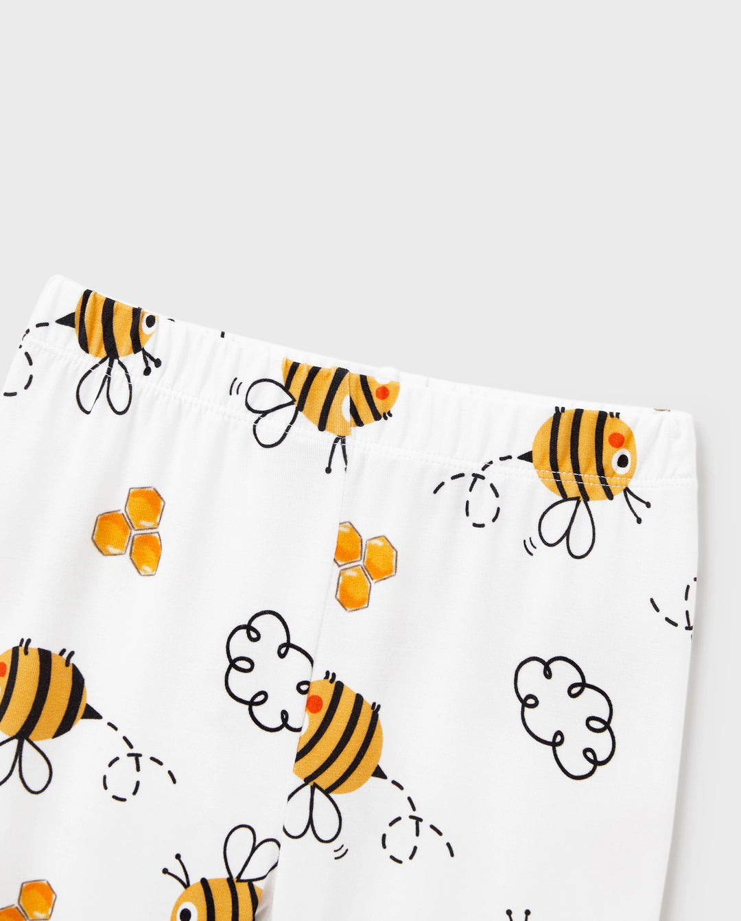 Pijamas de bambú para papá e hijo Pijamas suaves de viscosa de bambú para hombres, mujeres, niños, pijama con estampado de abeja linda con top de manga corta y pantalones largos blanco