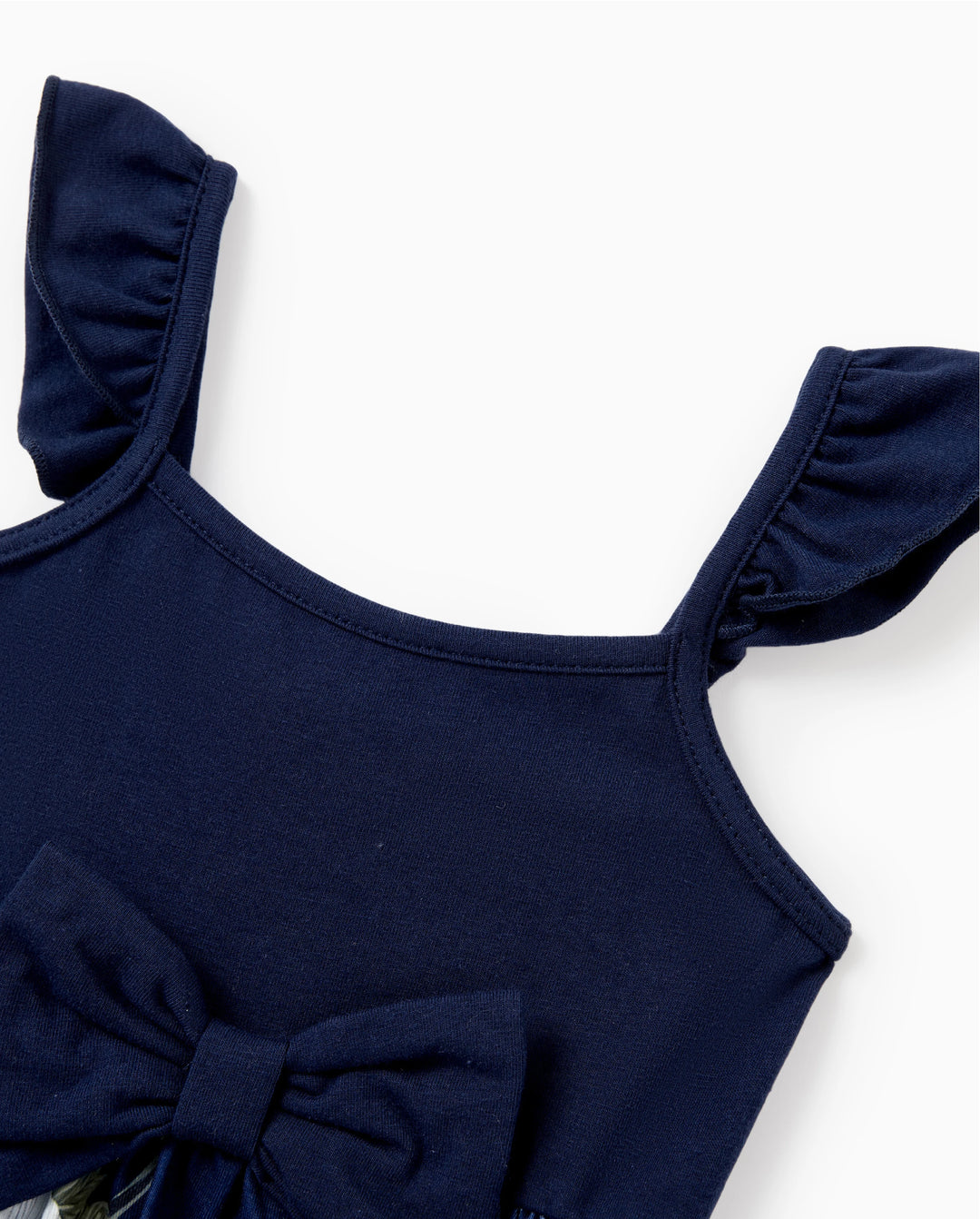 Conjunto Mamá y Yo Vestido sin Mangas con Estampado Floral y Detalles a Juego Azul Oscuro