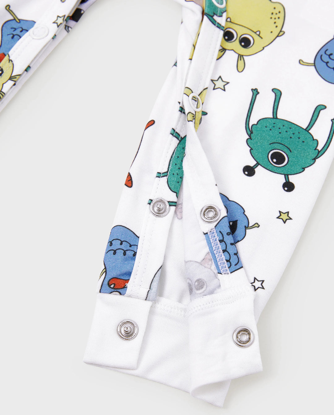 Daddy & Sohn Bambus Familien-Pyjamas Süßer kleiner Monsterdruck Kurzarm Passendes Pyjama-Set (Eng anliegend für Kinder) Weiß