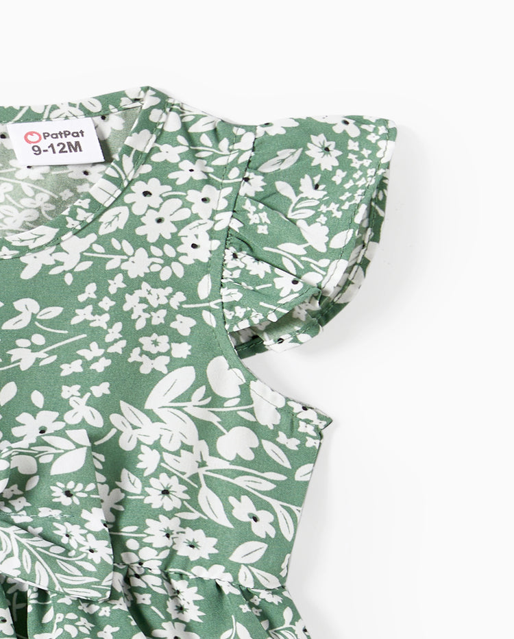 Daddy & Tochter Elegante gebrochene Blumen Passende Familienoutfits, Smokings Design, Mittlere Dicke Grün
