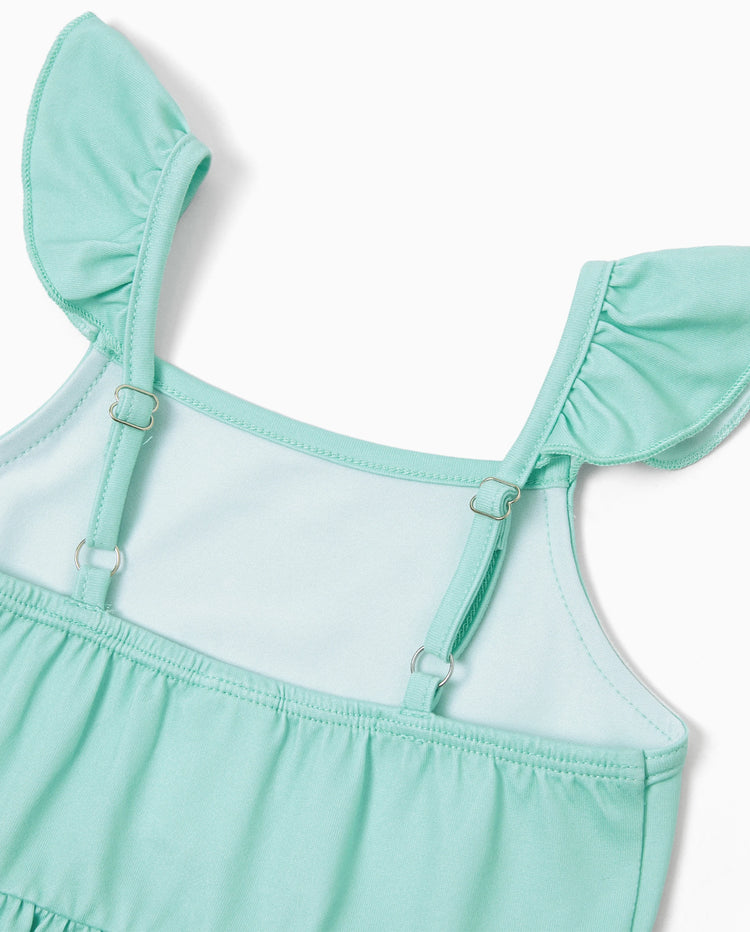 Maman et moi Robes décontractées sans manches à fleurs à bretelles vert clair