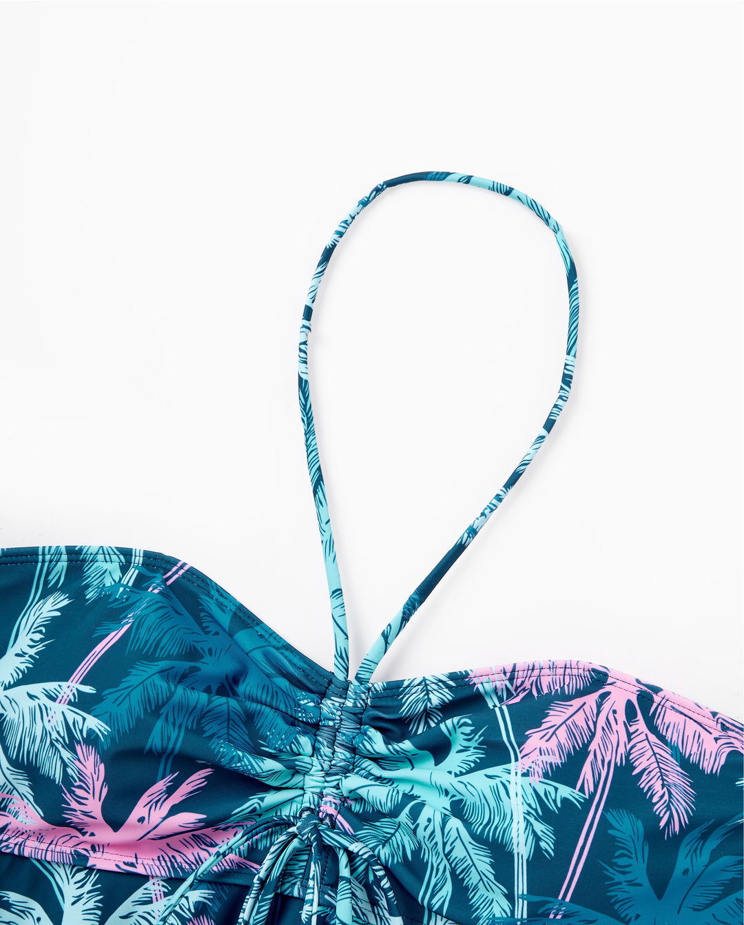 Mommy & me Swimsuits Tropical Palm Tree Print, Mommy and Me Ruffle two-piece Swimsuit, Beach Vacation Swimwear Turquoise