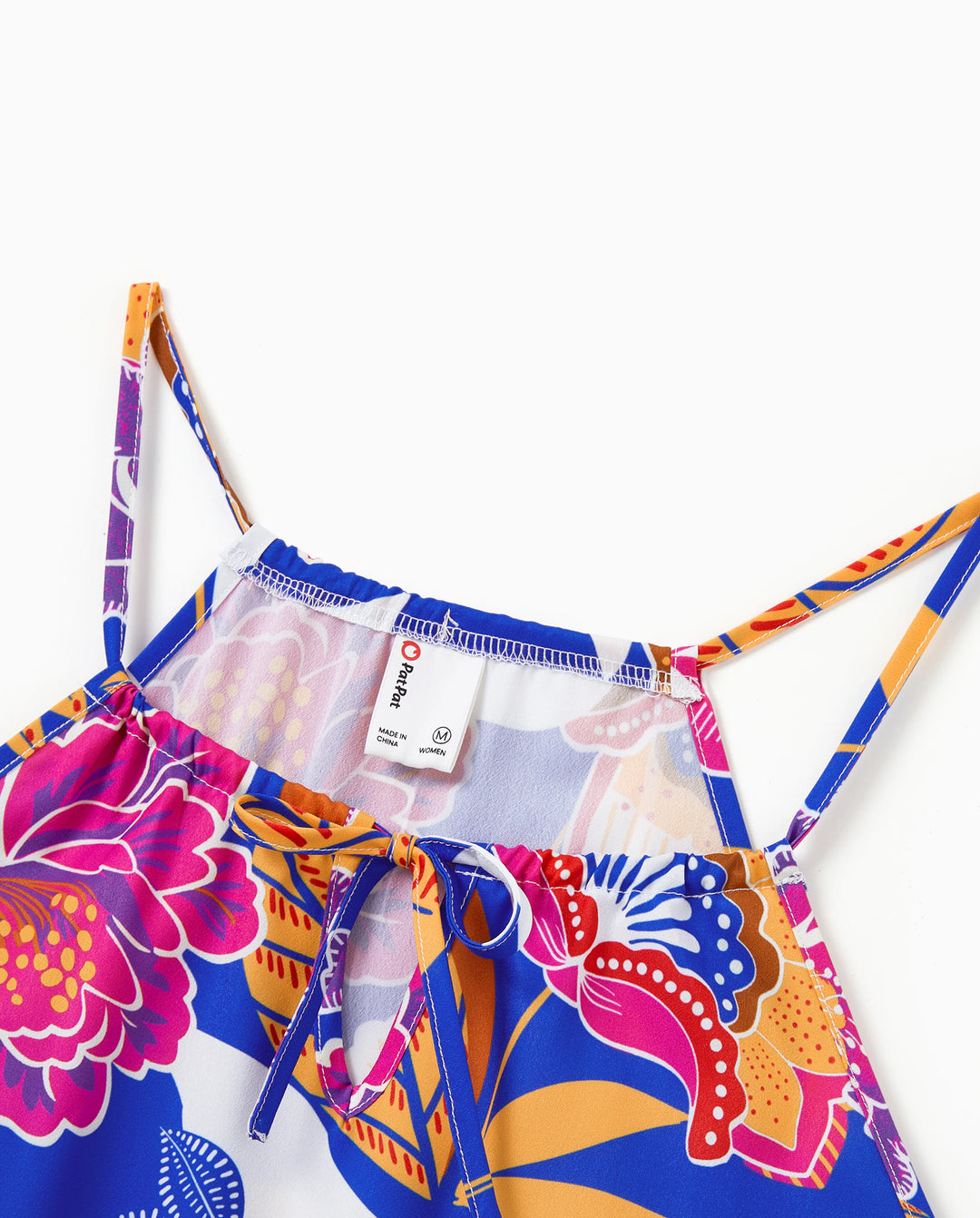 Tenues Hawaïennes Maman & Moi Robe Ceinturée à Bretelles à Imprimé Floral Tropical Marine