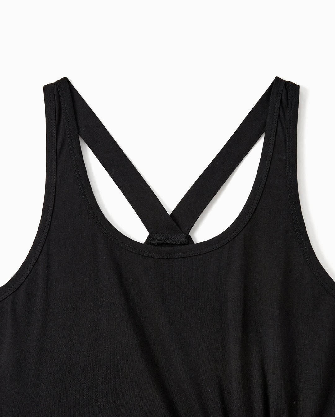 Mommy & me Cross Back Floral Strap Dress and Colorblock Top Sets Black
