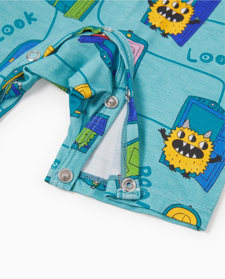 Mommy & me Bamboo Family Pajamas Cartoon Print Short-sleeve Matching Pajama set ( Snug-Fitting for Children ) Green