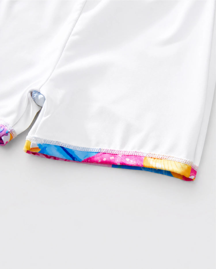 Papa & Sohn Muschel- & Seestern-Print Badeanzüge Raffung Einteiler & Badeshorts Set Mehrfarbig