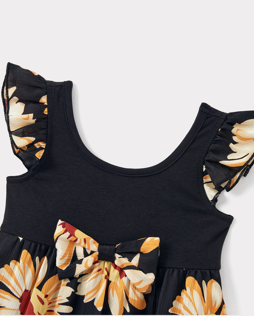 Daddy & Daughter Set Floral Sleeveless Strappy Dress or Colorblock Short-sleeve T-shirt Black