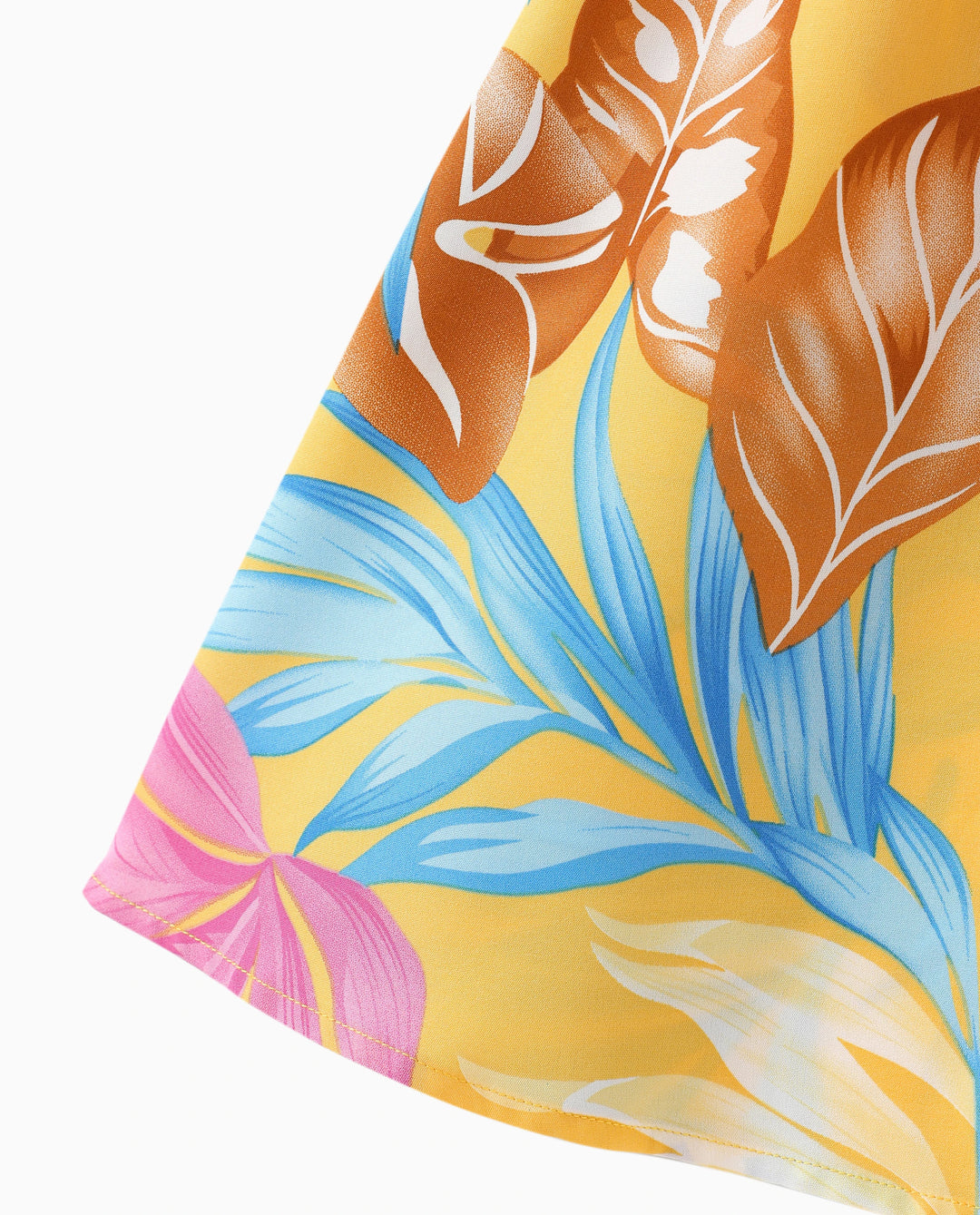 Toddler/Kid Girl Yellow Set Tropical Leaf Print Strap Dress  Yellow