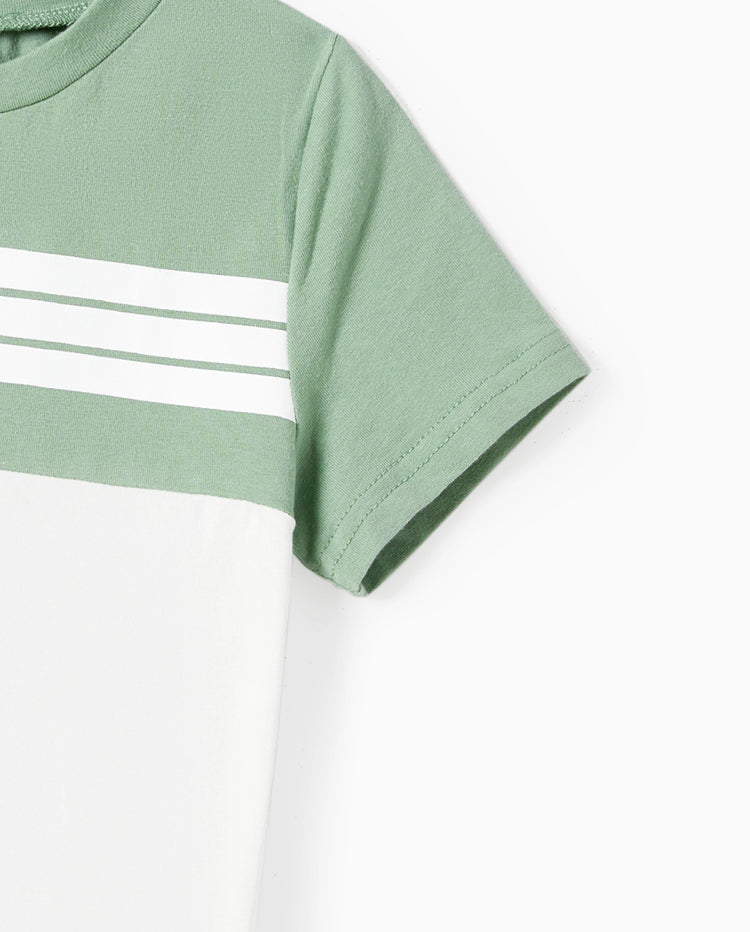 Papa & Sohn Elegante Gebrochene Blumen Passende T-Shirt Outfits für Familie, Mittlere Dicke Grün