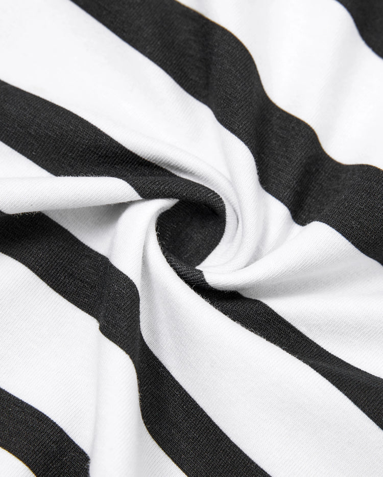 Ensemble coton t-shirt rayé noir et blanc Papa & Fils Noir+Blanc