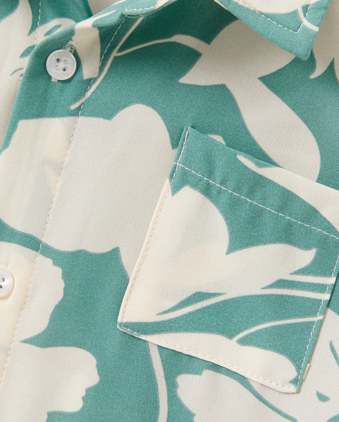 Daddy & Son Leaf Print Green Short-sleeve Shirt Set Green
