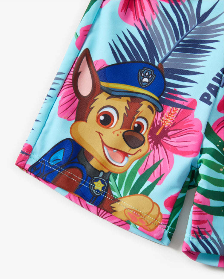 PAW Patrol Daddy & Son Large Flower All-over Print Swimsuit Roseo