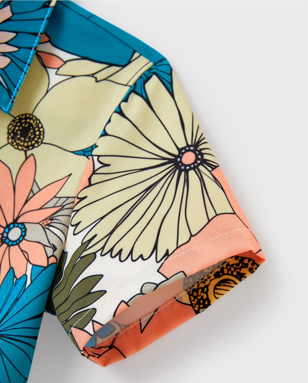 Daddy & Son Set Sun Flower Print Short-sleeve Collar Shirt for Summer Vacation Multi-color