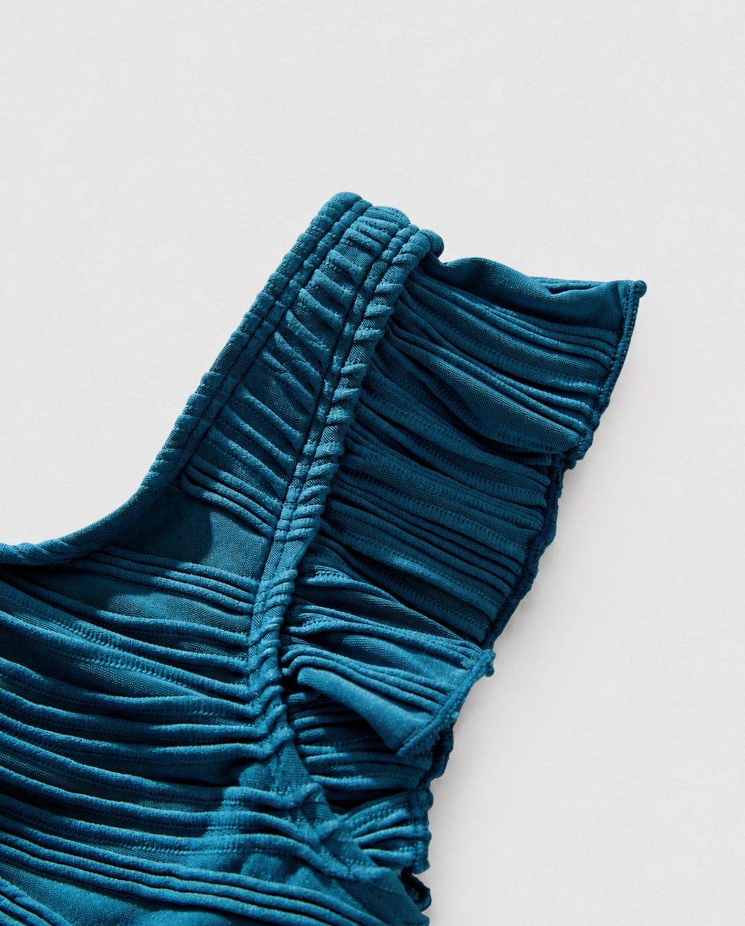 Bikini fruncido con rayas azul verdoso para niña pequeña Multicolor
