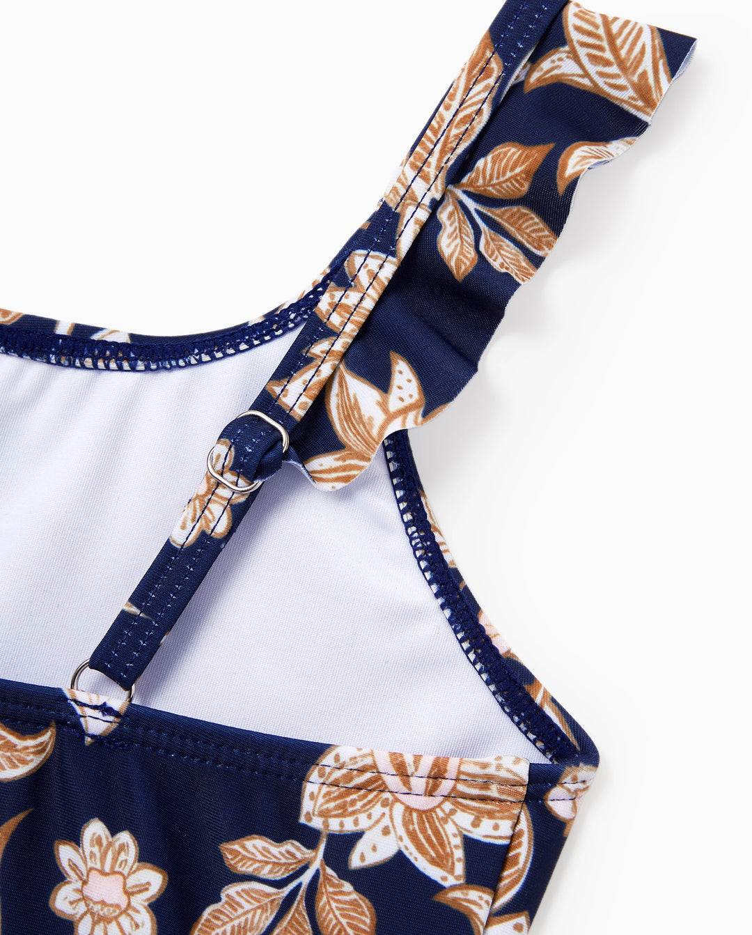 Bañadores con estampado floral para niña pequeña 2 en 1 de una pieza Azul profundo