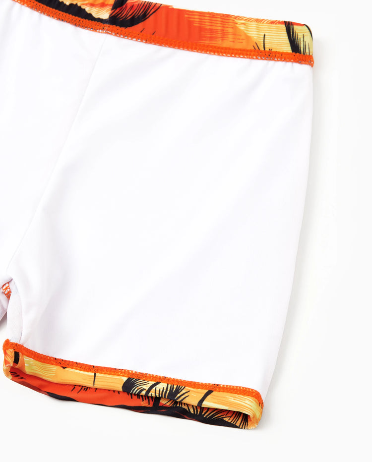 Conjuntos de baño tropical hawaiano de Papá y Hijo Ropa de baño naranja