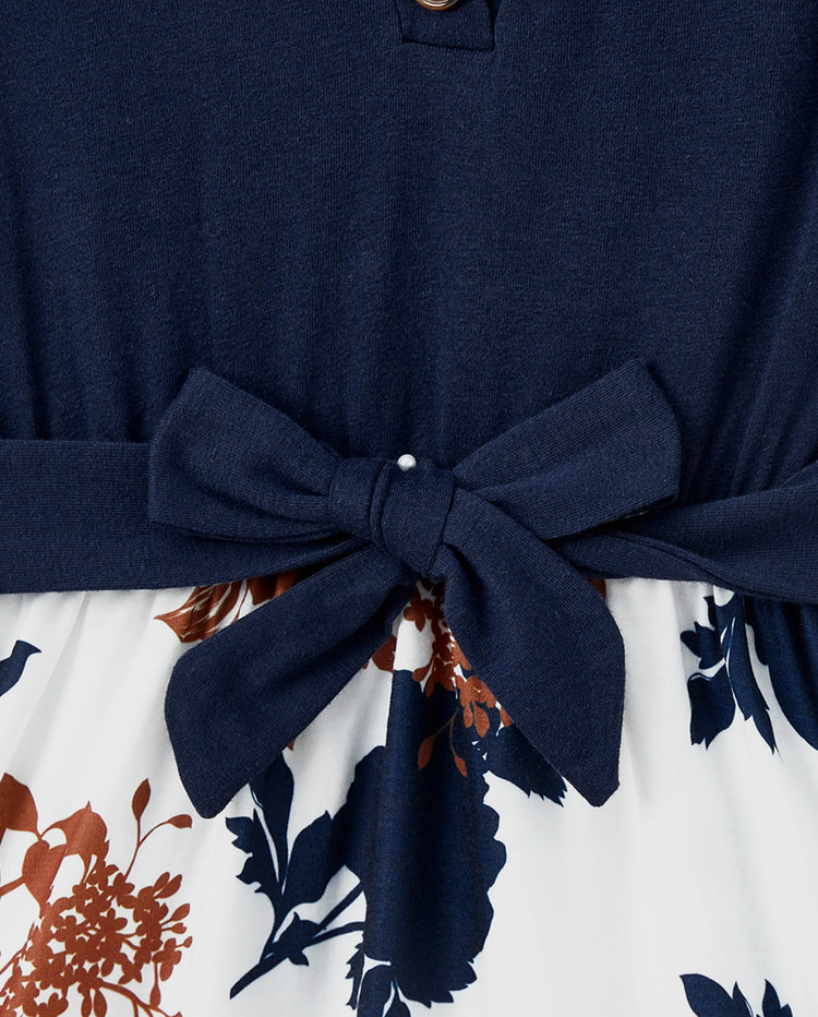 Robe fleurie pour petite fille/enfant Couture en tissu Bleu royal