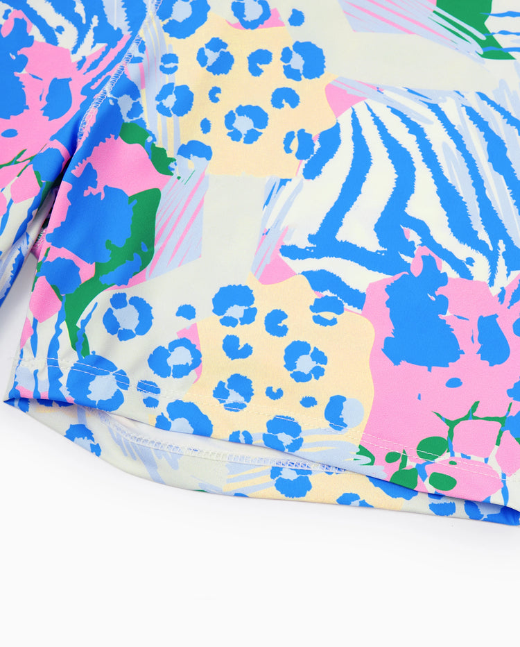 Matching Mommy and Me Resort Dresses Colorful Abstract Print Halter Collar Dress With Shorts, Chic Summer Vacation Outfits Multi-color