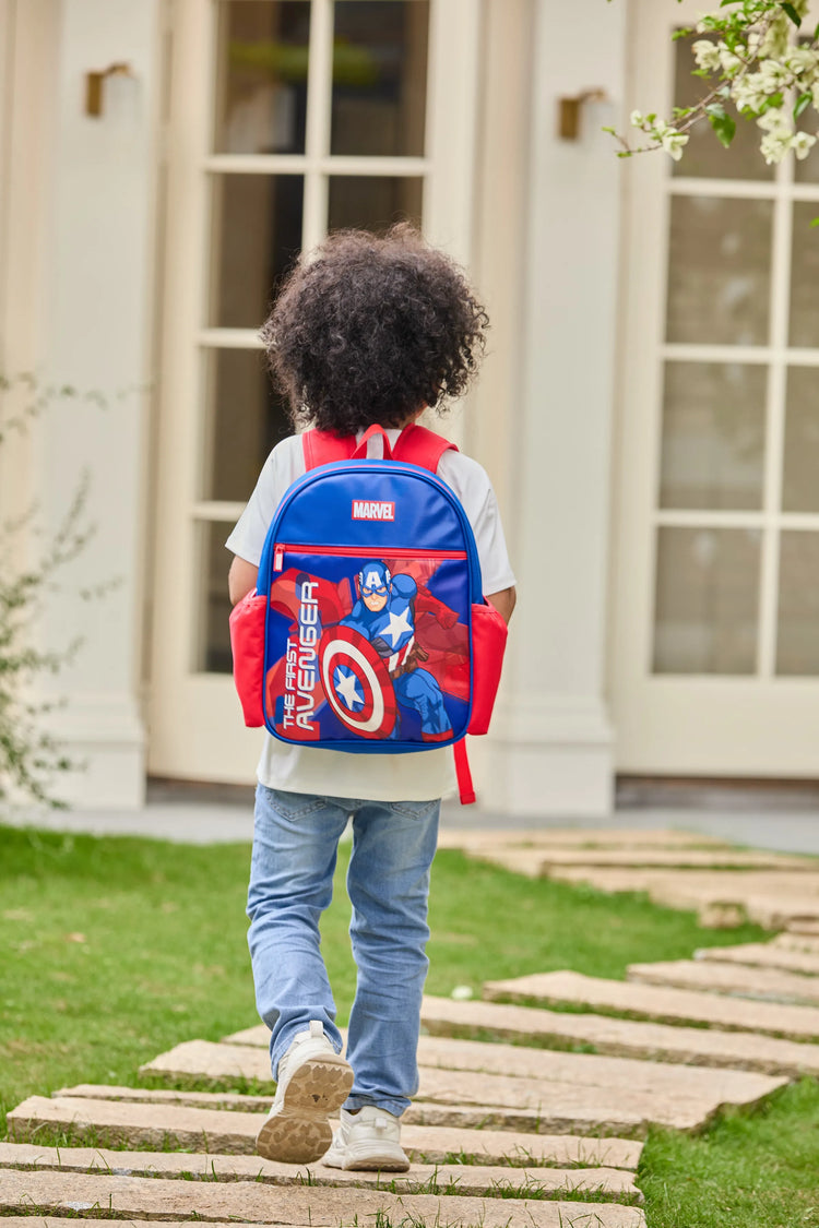 PatPat Marvel Captain America Kids Backpack for Daycare and Kindergarten, Roomy Toddler Daypack with Comfortable Padded Straps Blue