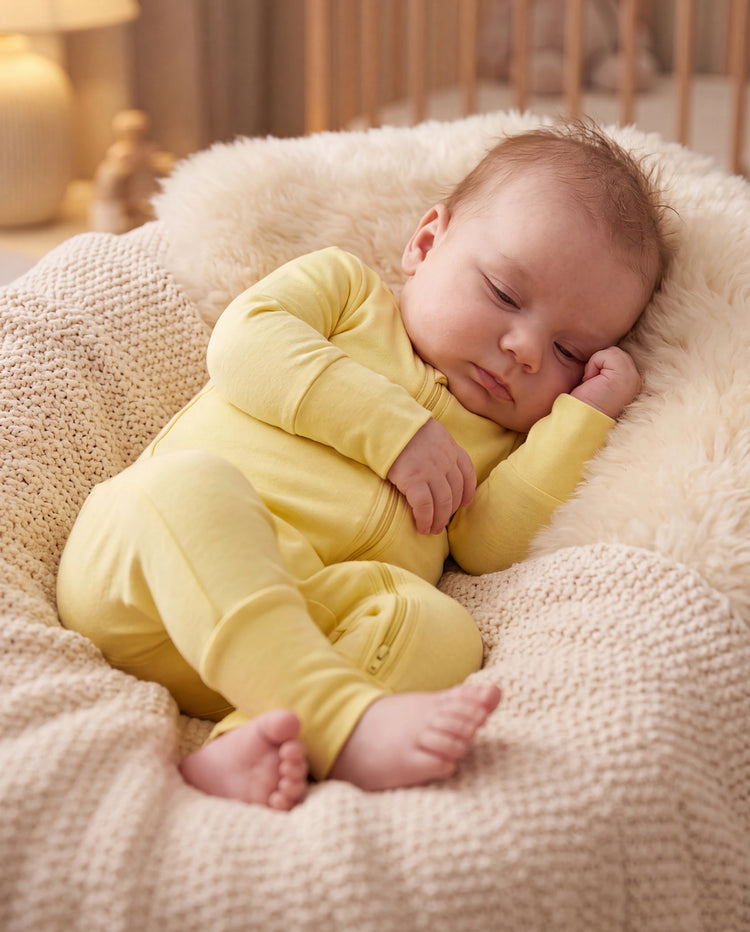 Kids Baby / Girl Bamboo Pajamas With Childlike Print (Snug-Fitting) Yellow