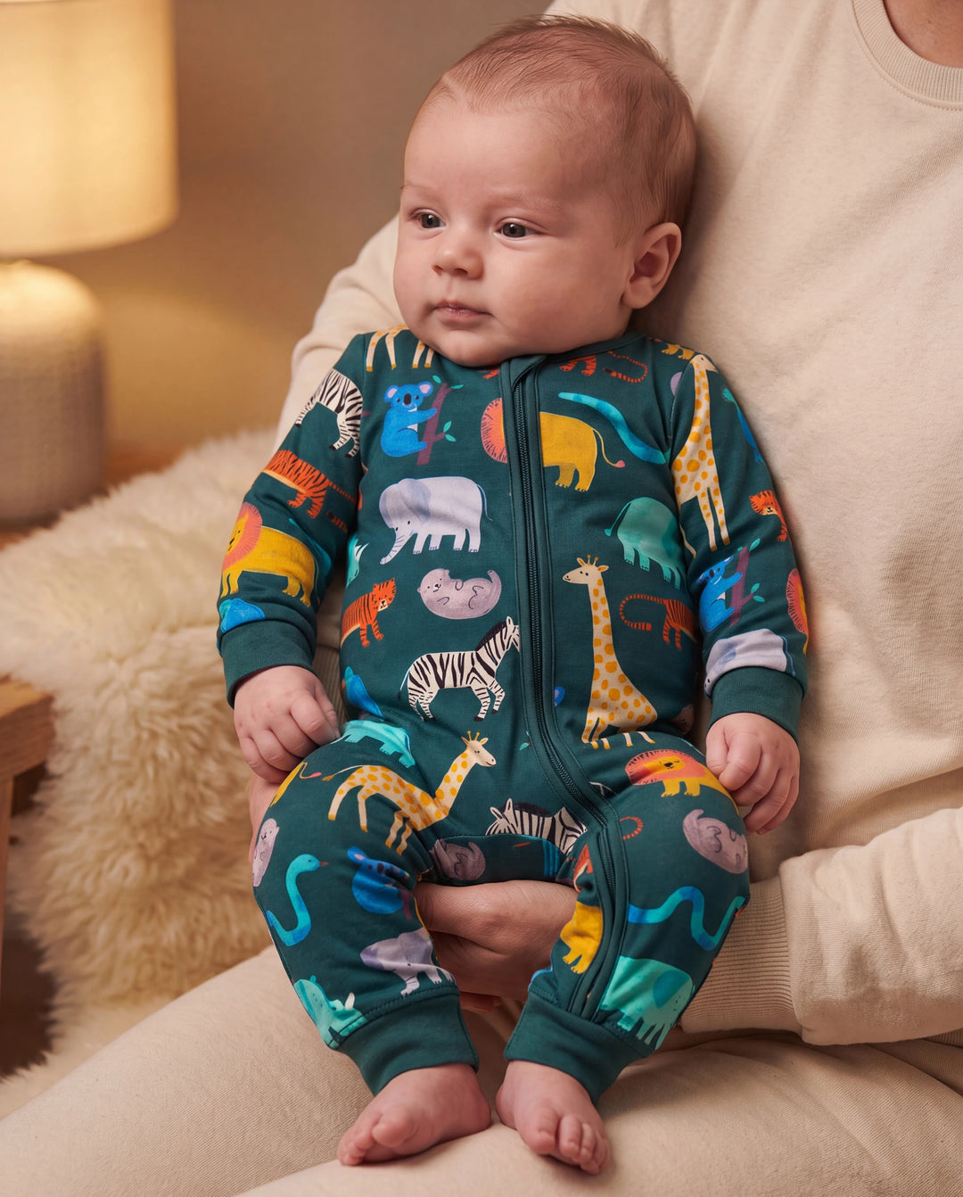 Little Explorers Bamboo Zip-Up Baby Pajamas