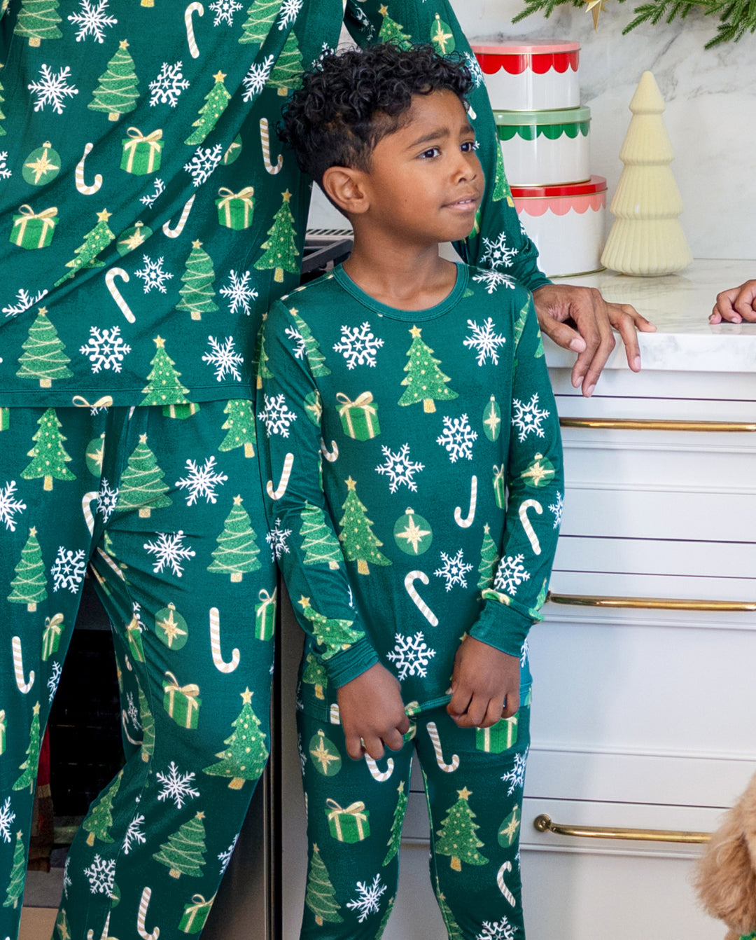 PatPat Family Matching Christmas Pajamas Christmas Tree Print Bamboo Green
