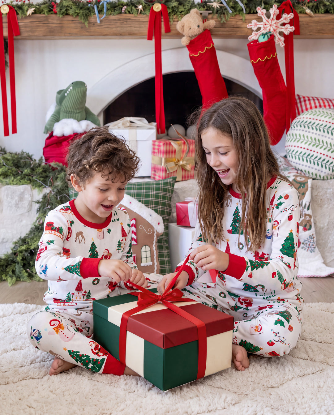 PatPat Family Matching Christmas Pajamas Collared Bamboo Xmas Tree Print
