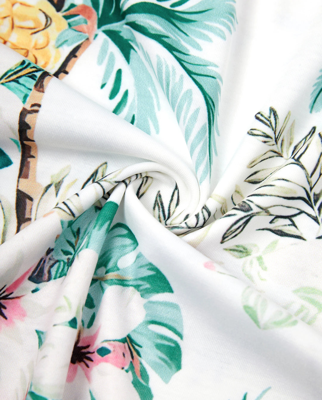 Mommy & me Tropical Print Outfits Mommy & Me Tank Dress & Kids Cotton T-Shirt Set Green