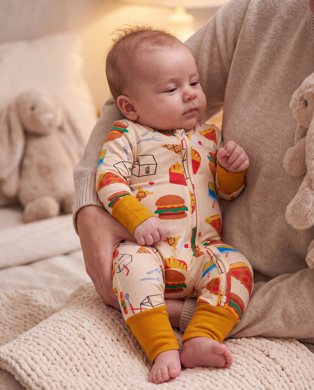 Kids Baby / Girl Bamboo Pajamas With Childlike Print (Snug-Fitting) Brown