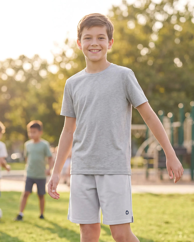 PatPat Rapidair activewear kid boy athletic quick dry breathable short swith pockets Grey