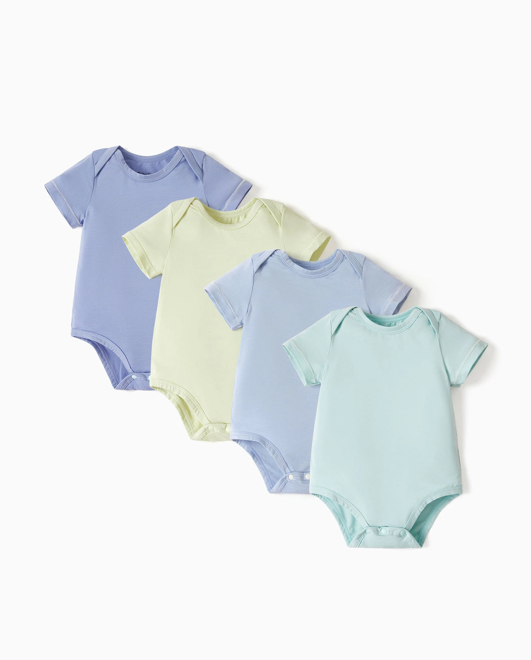 Ensemble 4 pièces barboteuses en modal de couleur unie pour bébé garçon/fille, vert clair