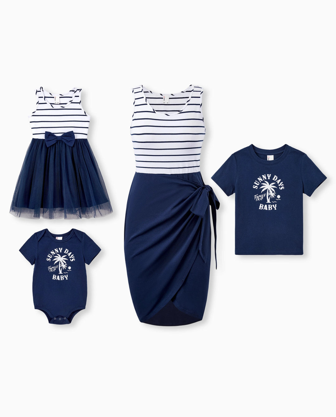 Ensemble t-shirt en coton et robe Mommy & me – imprimé palmiers Sunny Days pour papa, maman, bébé et tout-petit, parfait pour les vacances d'été et les sorties en famille, bleu tibétain
