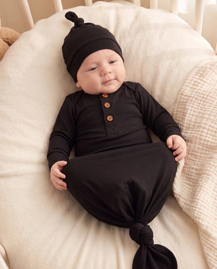 Saco de dormir de bambú para bebé niño/niña, bata infantil con gorro negro