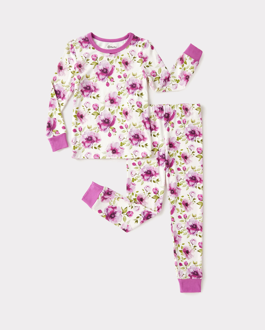 Pijama de Navidad / Halloween Conjunto de 2 Piezas de Pijama de Bambú con Estampado Infantil para Bebé / Niño Pequeño (Ajustado) Púrpura Claro