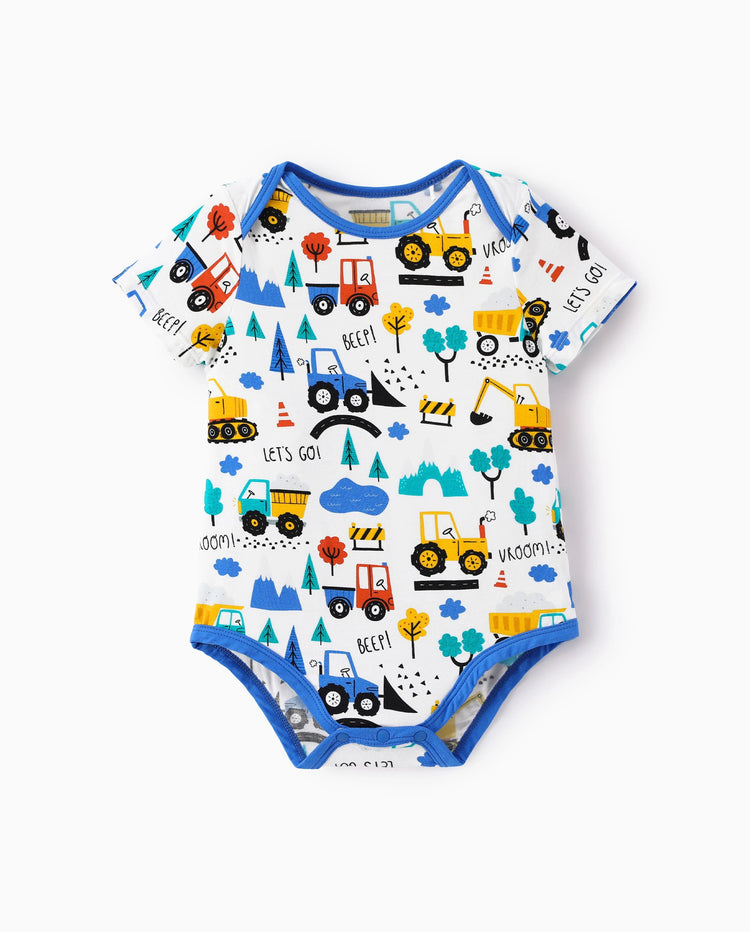 Body de bambú para bebé niño/niña 1 pieza con estampado completo Azul real