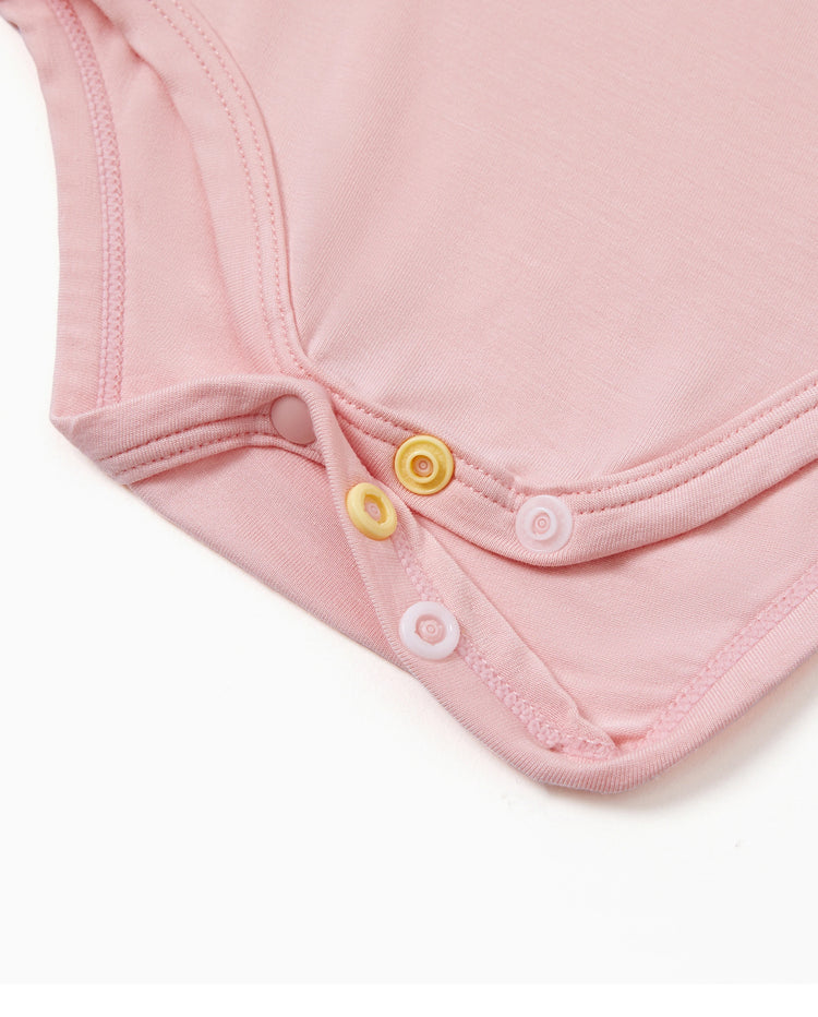 Bamboo Baby Boy/Girl 2-Pack Solid&Printed Rompers Set Pink