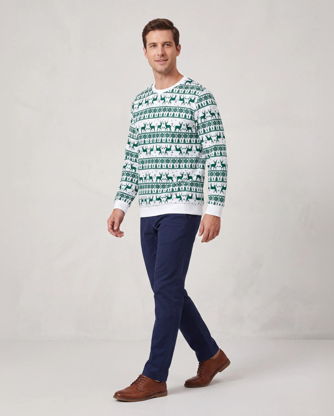 Ensembles de robes et hauts imprimés en maille assortis pour la famille, thème festival vert, Noël