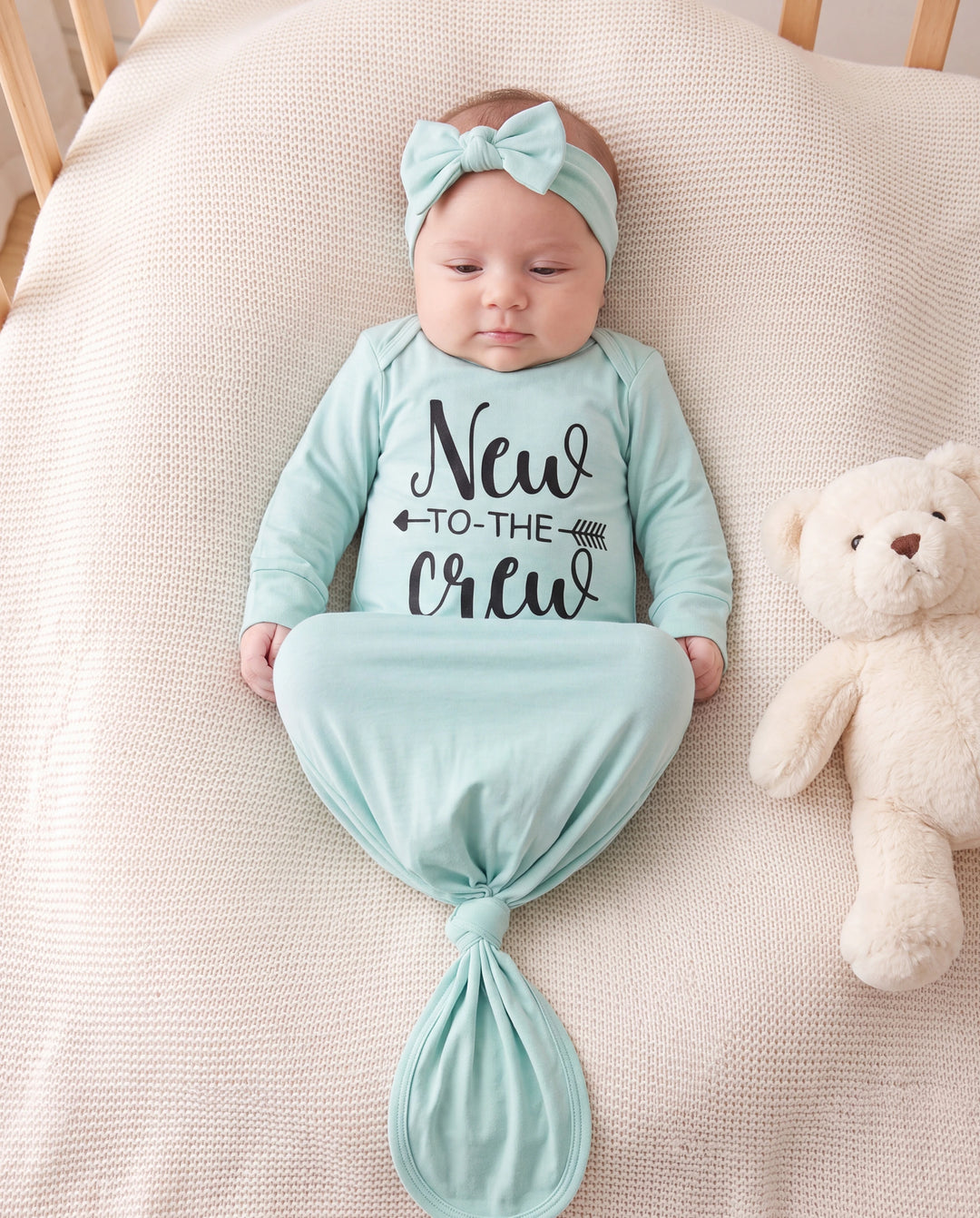 Saco de dormir de bambú para bebé/niña, bata infantil con diadema, color verde claro
