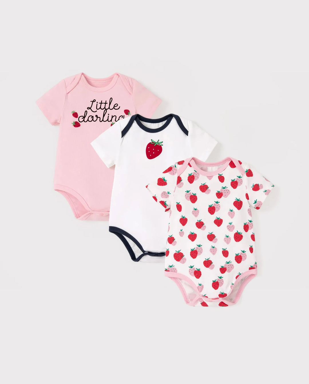 Conjunto de 3 peleles con estampado divertido para bebé niño/niña, color rosa