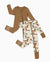 Lot de 2 grenouillères en bambou pour bébé fille/garçon, unie et imprimée abeilles, fermeture zippée double sens, pieds antidérapants, café