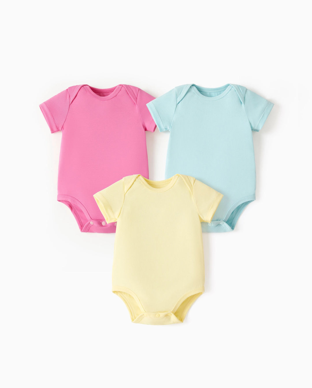 Lot de 3 barboteuses en lyocell de couleur unie pour bébé garçon/fille, rose
