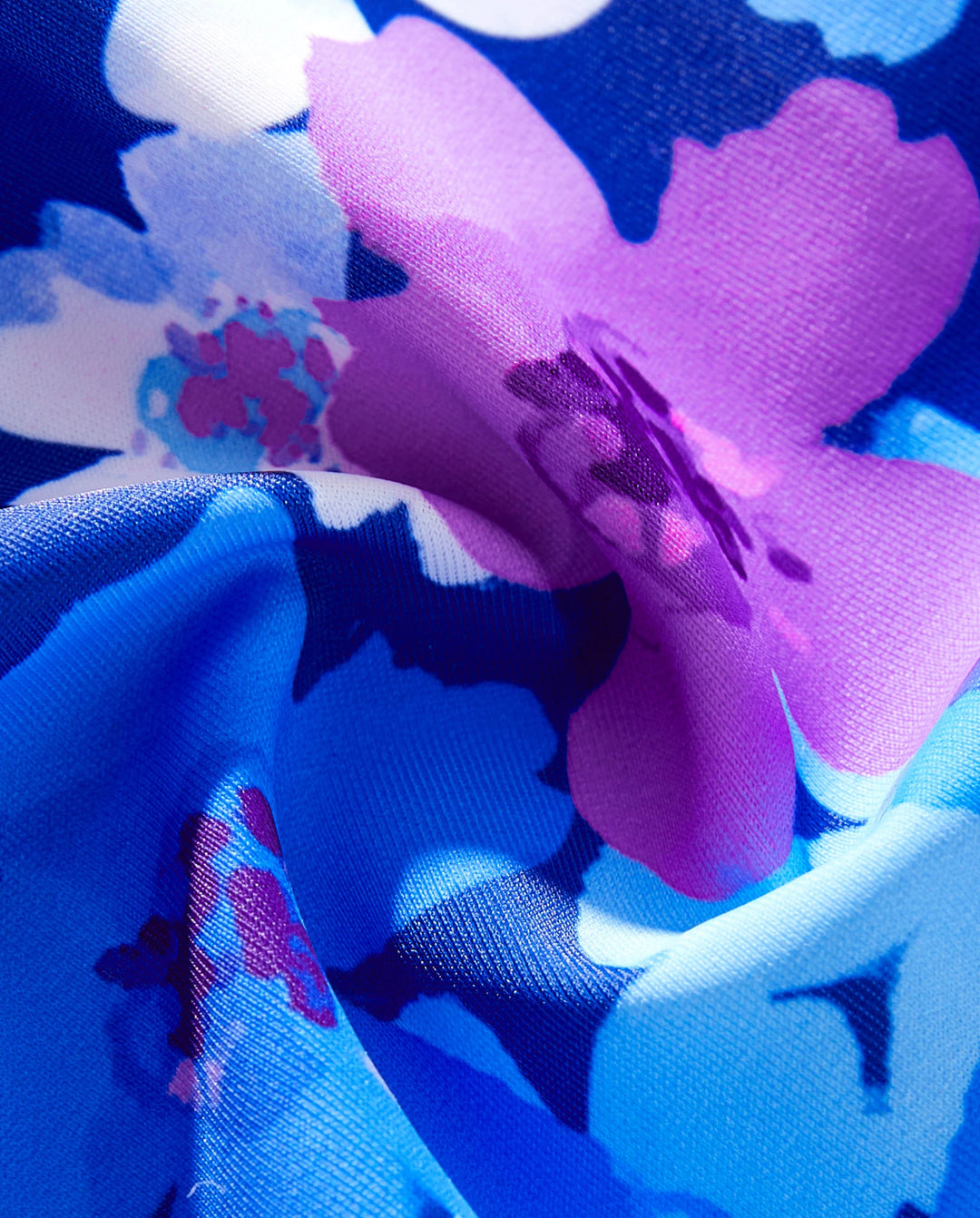 Traje de baño de dos piezas con tirantes fruncidos y estampado floral para toda la familia, color morado
