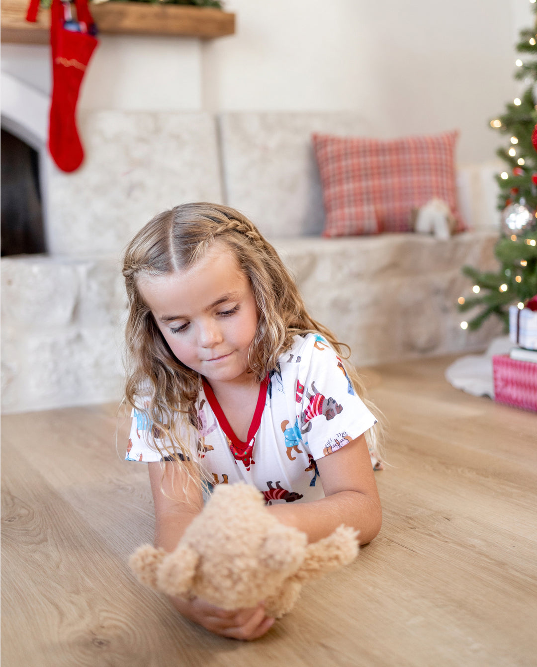 PatPat Family Matching Christmas Pajamas Festive Dog Print Red & White