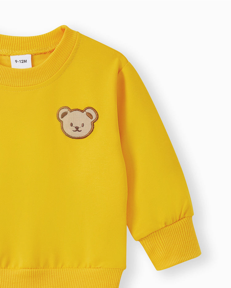 Baby/Toddler Girl/Boy Clothes 2pcs Bear Style Sweatshirt and Pants Set Yellow