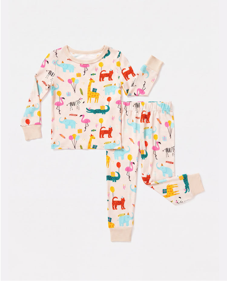 Bamboo Baby/Toddler 2-Piece Childlike Animal Print Snug-Fitting Pajamas Set Apricot